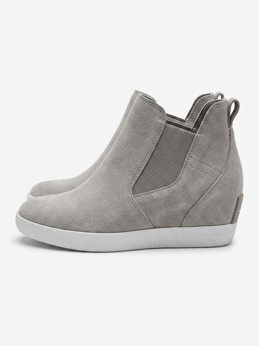 Sorel Light Gray Suede Wedge Ankle Booties